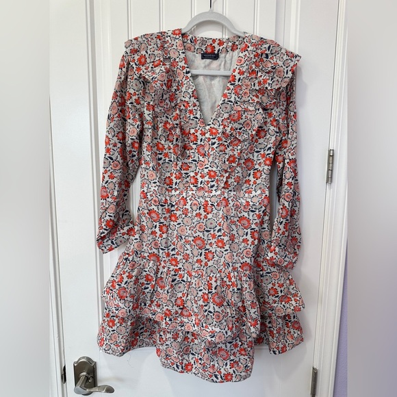 Vineyard Vines Ivy League Ruffle Dress 6 Floral Silk Cotton - Picture 5 of 14